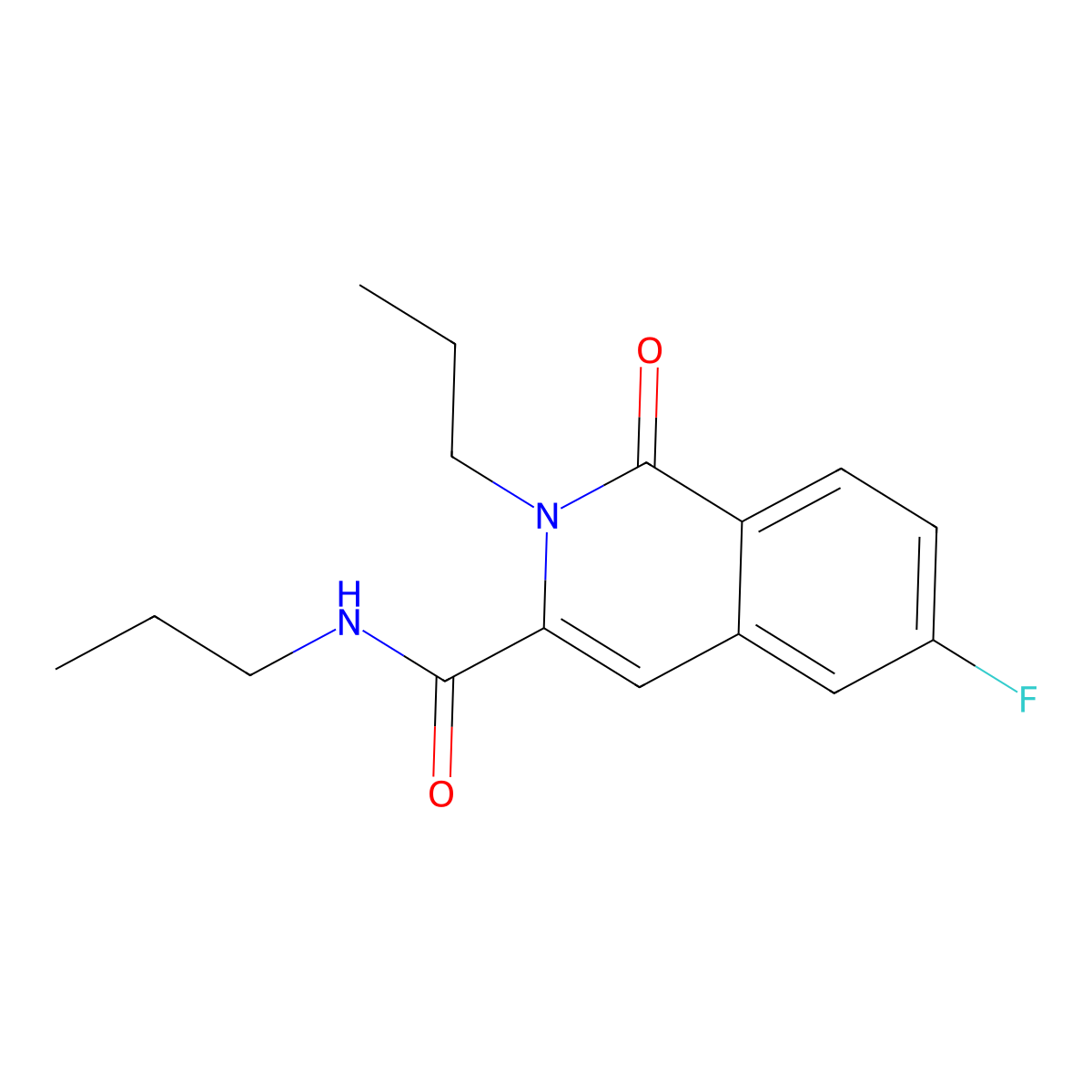 6-fluoro-1-oxo-N,2-dipropyl-1,2-dihydroisoquinoline-3-carboxamide molecular structure, CAS 3054570-61-2