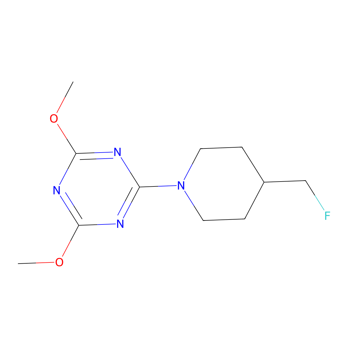 2-[4-(Fluoromethyl)piperidin-1-yl]-4,6-dimethoxy-1,3,5-triazine molecular structure, CAS 3054570-62-3