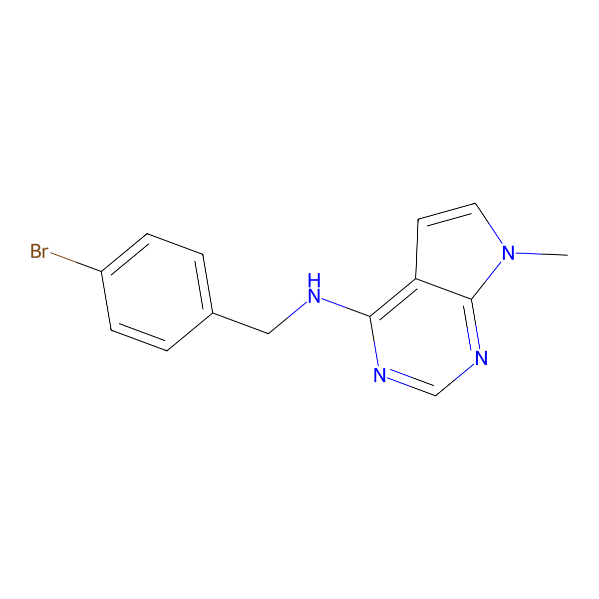 N-[(4-bromophenyl)methyl]-7-methyl-7H-pyrrolo[2,3-d]pyrimidin-4-amine molecular structure, CAS 3054570-66-7