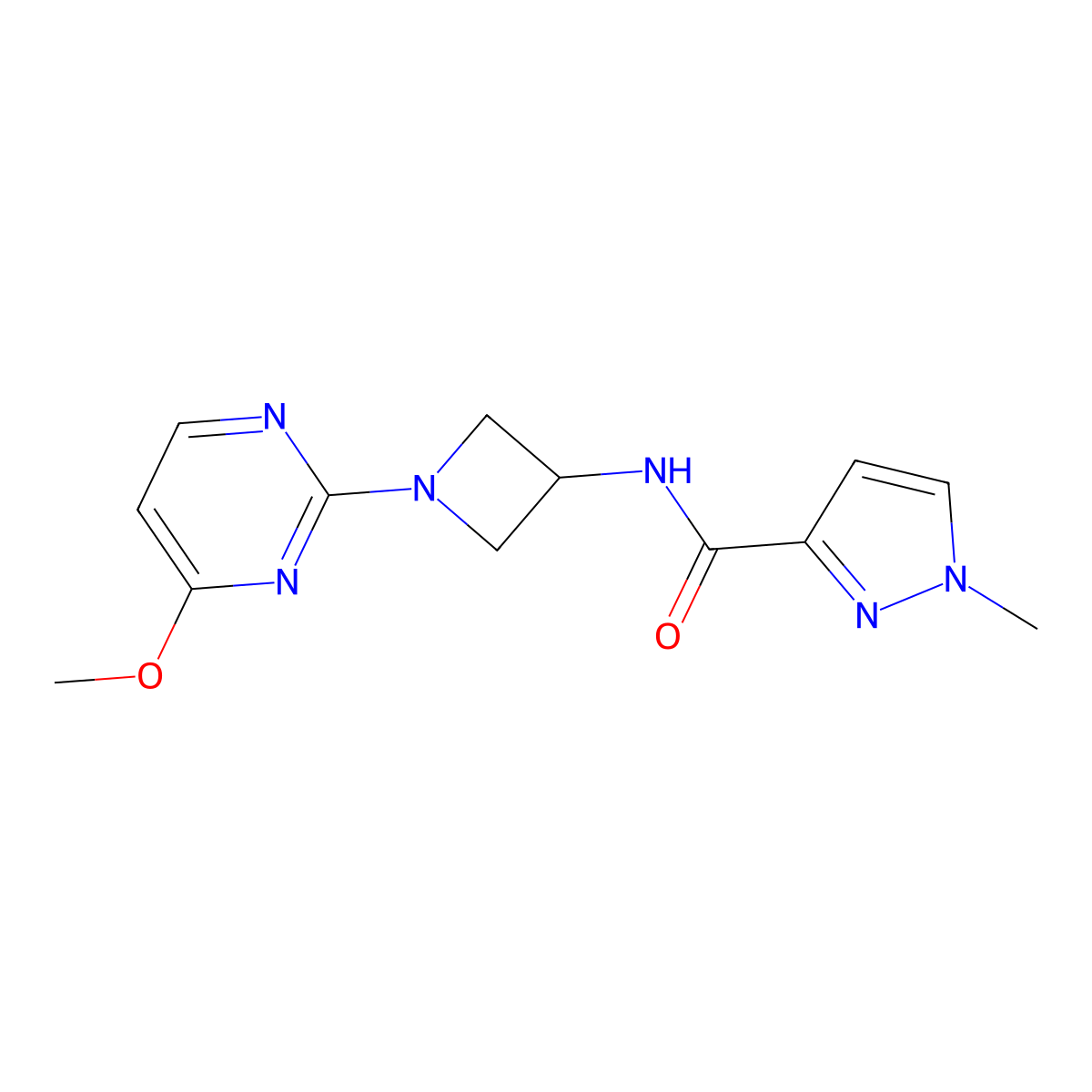 N-[1-(4-methoxypyrimidin-2-yl)azetidin-3-yl]-1-methyl-1H-pyrazole-3-carboxamide molecular structure, CAS 3054570-68-9