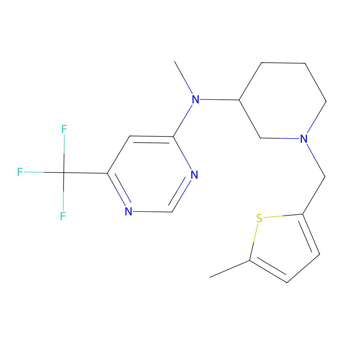 N-methyl-N-{1-[(5-methylthiophen-2-yl)methyl]piperidin-3-yl}-6-(trifluoromethyl)pyrimidin-4-amine molecular structure, CAS 3054570-72-5