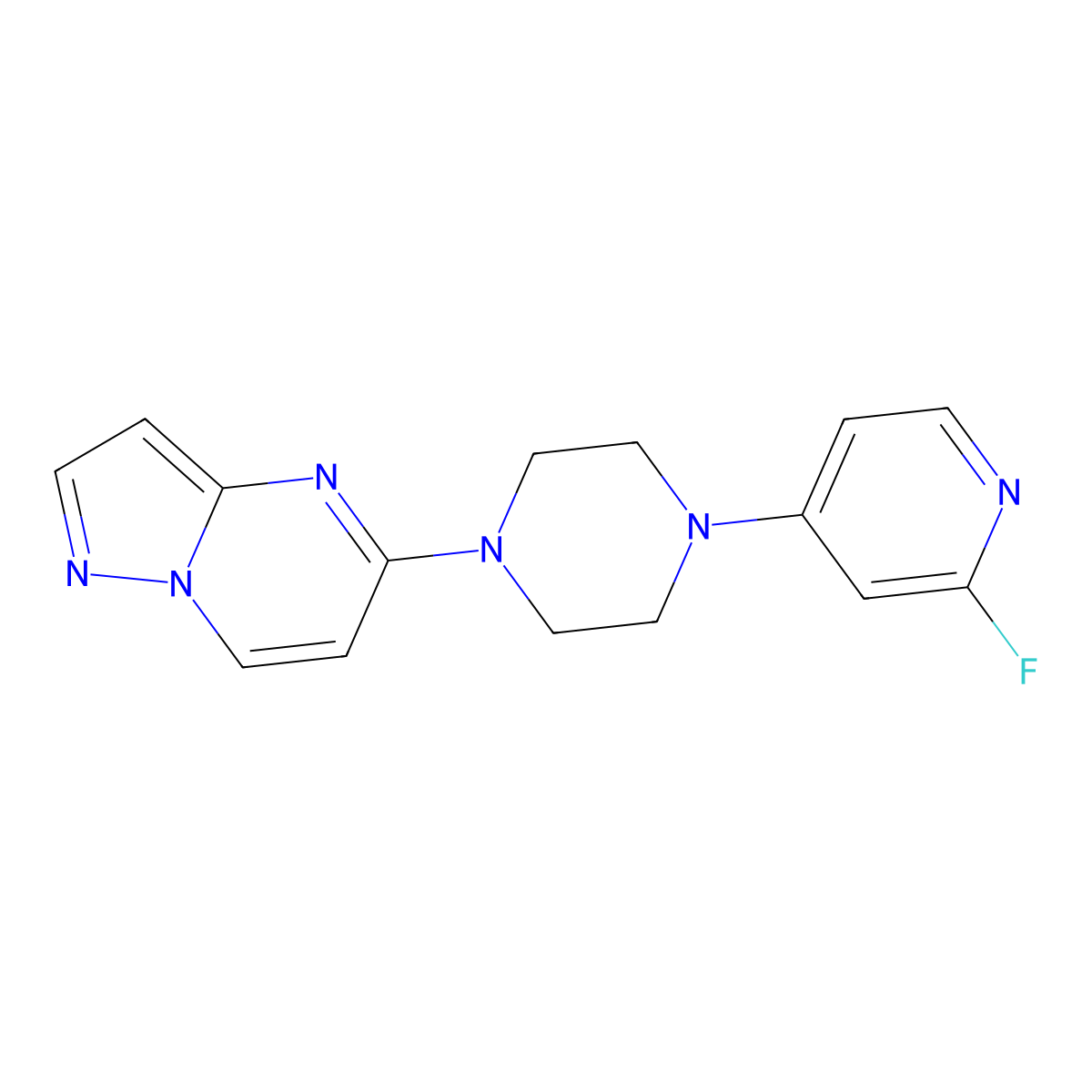 1-(2-Fluoropyridin-4-yl)-4-{pyrazolo[1,5-a]pyrimidin-5-yl}piperazine molecular structure, CAS 3054570-73-6