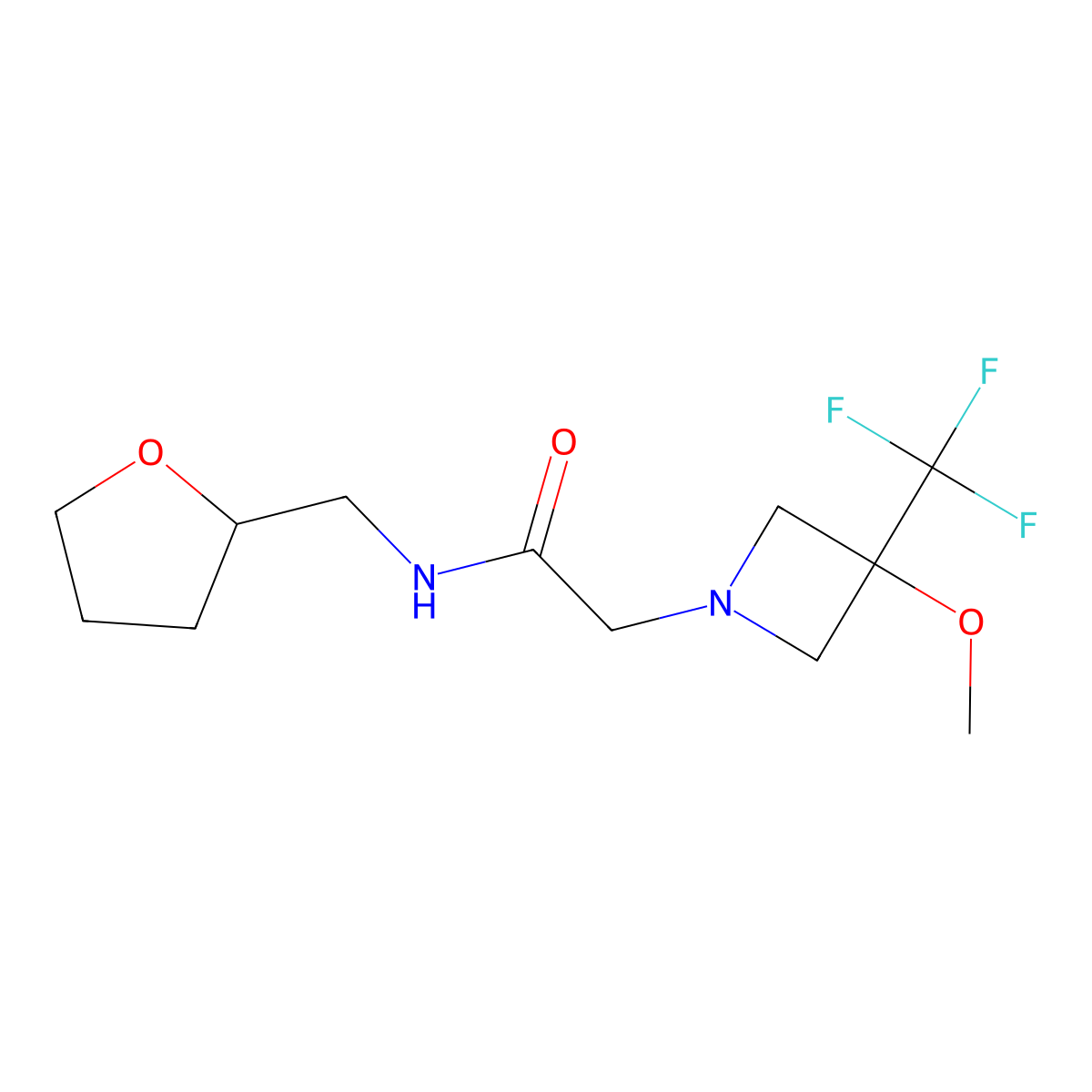 2-[3-methoxy-3-(trifluoromethyl)azetidin-1-yl]-N-[(oxolan-2-yl)methyl]acetamide molecular structure, CAS 3054570-79-2