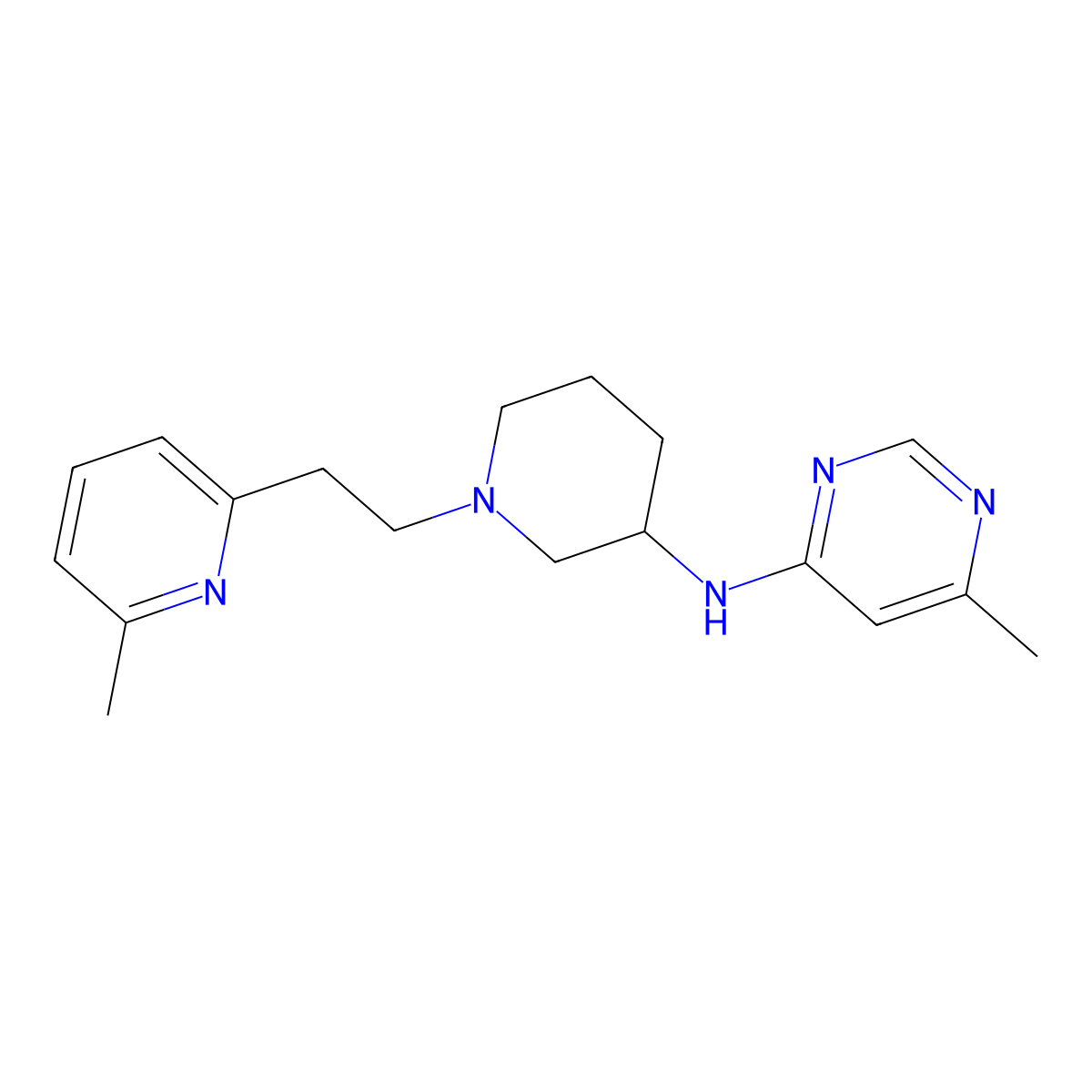 6-methyl-N-[1-[2-(6-methyl-2-pyridinyl)ethyl]piperidin-3-yl]pyrimidin-4-amine molecular structure, CAS 3054570-80-5