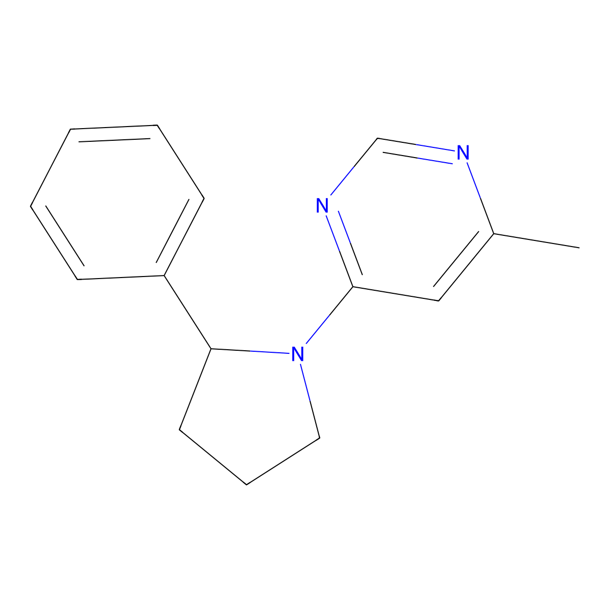 4-Methyl-6-(2-phenylpyrrolidin-1-yl)pyrimidine molecular structure, CAS 3054570-82-7