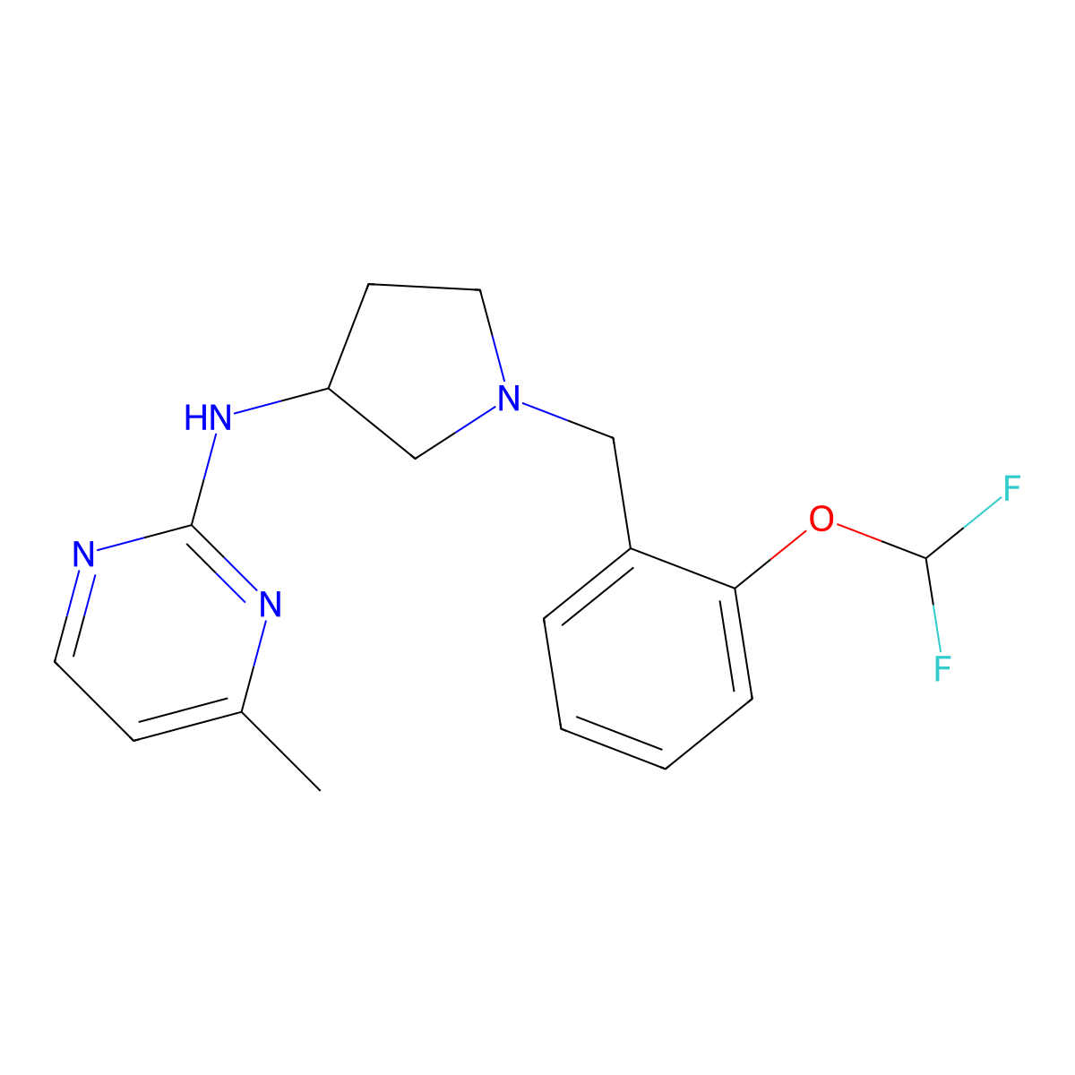 N-(1-{[2-(difluoromethoxy)phenyl]methyl}pyrrolidin-3-yl)-4-methylpyrimidin-2-amine molecular structure, CAS 3054570-83-8