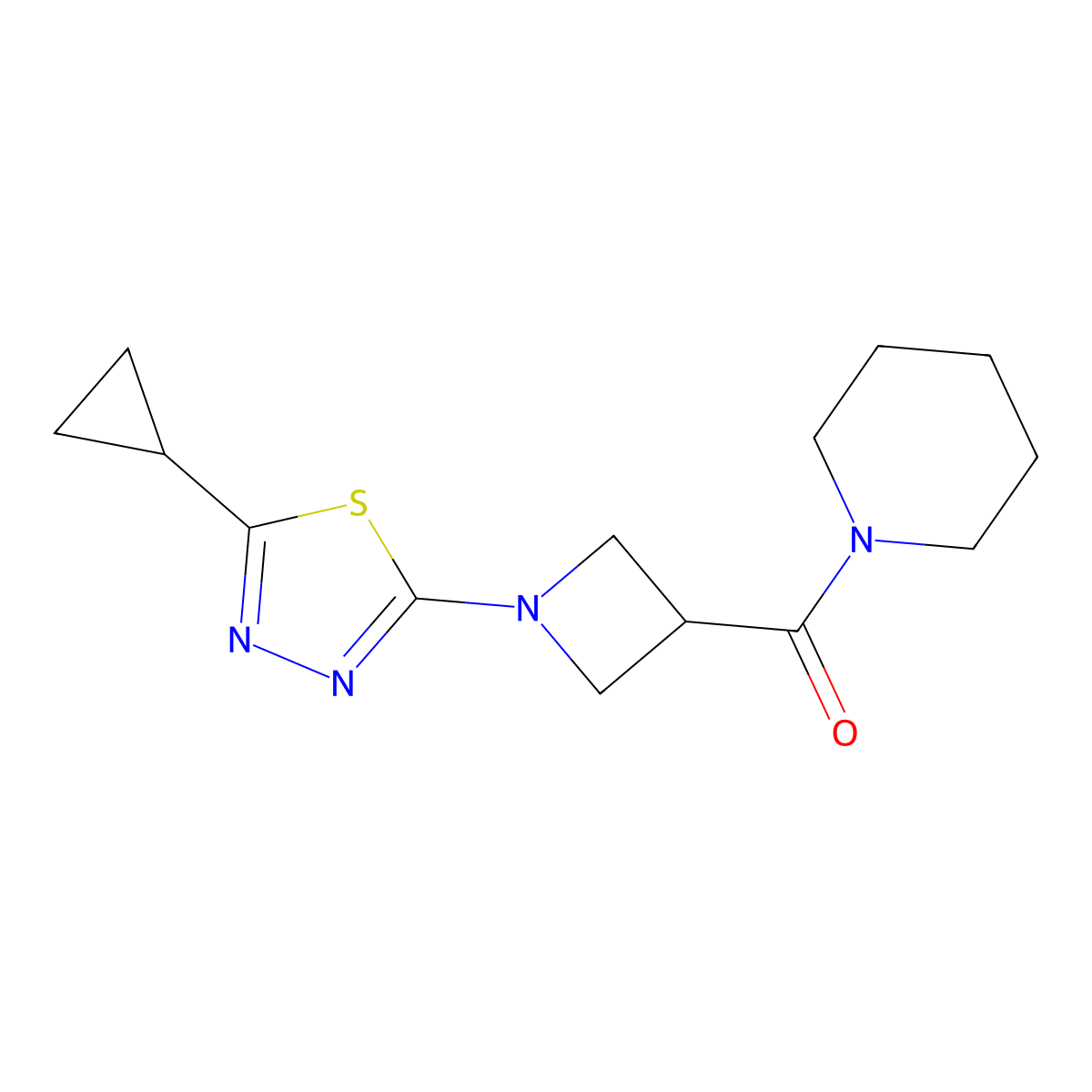 1-[1-(5-Cyclopropyl-1,3,4-thiadiazol-2-yl)azetidine-3-carbonyl]piperidine molecular structure, CAS 3054570-84-9