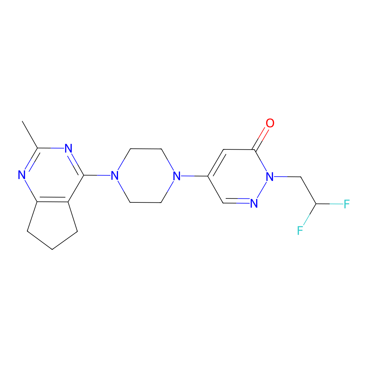 2-(2,2-difluoroethyl)-5-(4-{2-methyl-5H,6H,7H-cyclopenta[d]pyrimidin-4-yl}piperazin-1-yl)-2,3-dihydropyridazin-3-one molecular structure, CAS 3054570-87-2