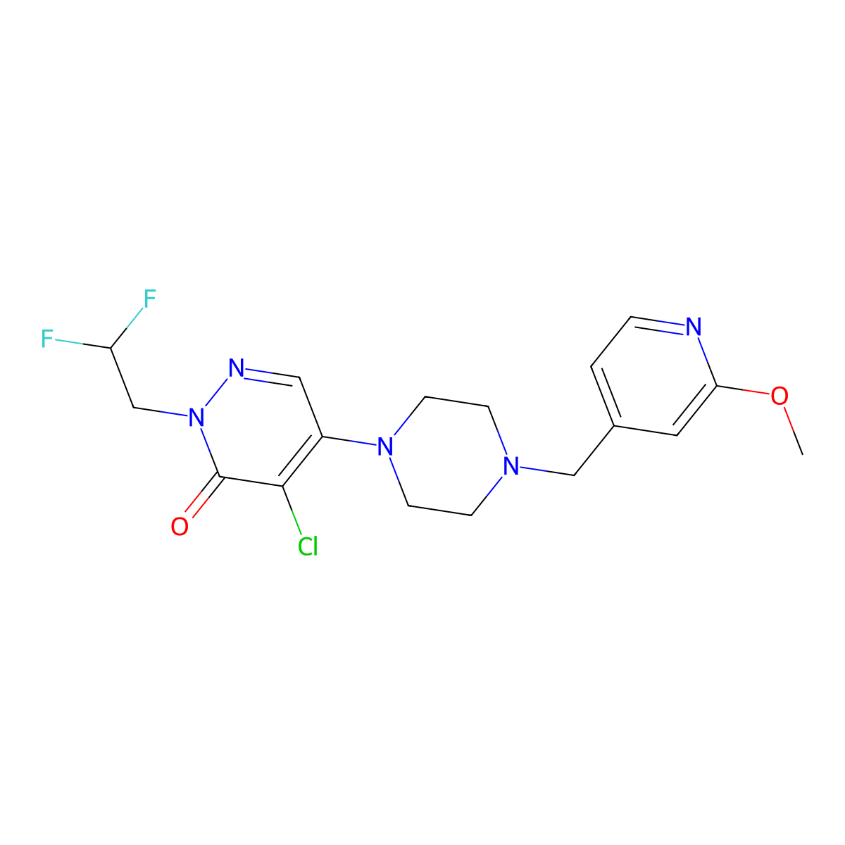 4-Chloro-2-(2,2-difluoroethyl)-5-{4-[(2-methoxypyridin-4-yl)methyl]piperazin-1-yl}-2,3-dihydropyridazin-3-one molecular structure, CAS 3054570-89-4