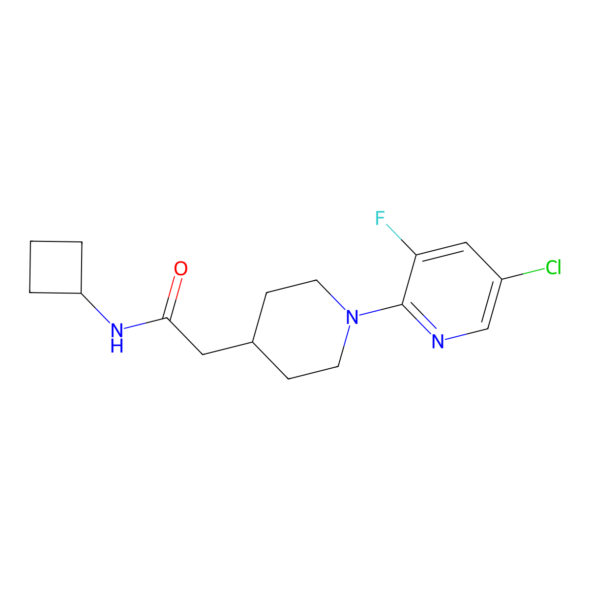 2-[1-(5-chloro-3-fluoropyridin-2-yl)piperidin-4-yl]-N-cyclobutylacetamide molecular structure, CAS 3054570-90-7