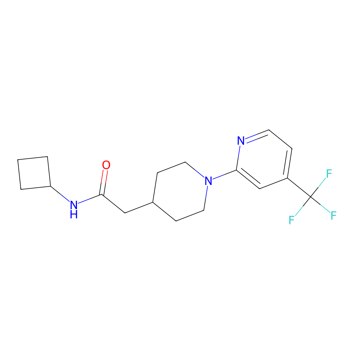 N-cyclobutyl-2-{1-[4-(trifluoromethyl)pyridin-2-yl]piperidin-4-yl}acetamide molecular structure, CAS 3054570-97-4