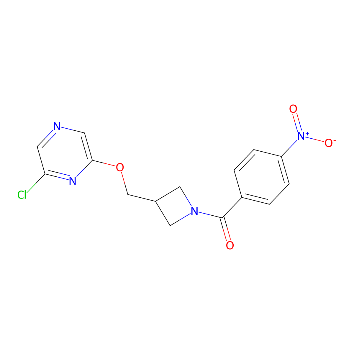 2-Chloro-6-{[1-(4-nitrobenzoyl)azetidin-3-yl]methoxy}pyrazine molecular structure, CAS 3054570-99-6