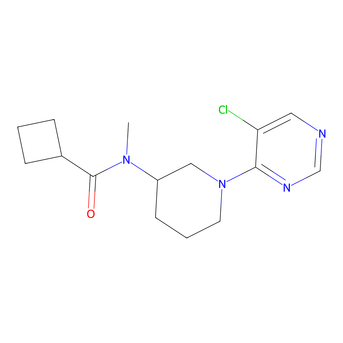N-[1-(5-chloropyrimidin-4-yl)piperidin-3-yl]-N-methylcyclobutanecarboxamide molecular structure, CAS 3054571-03-5