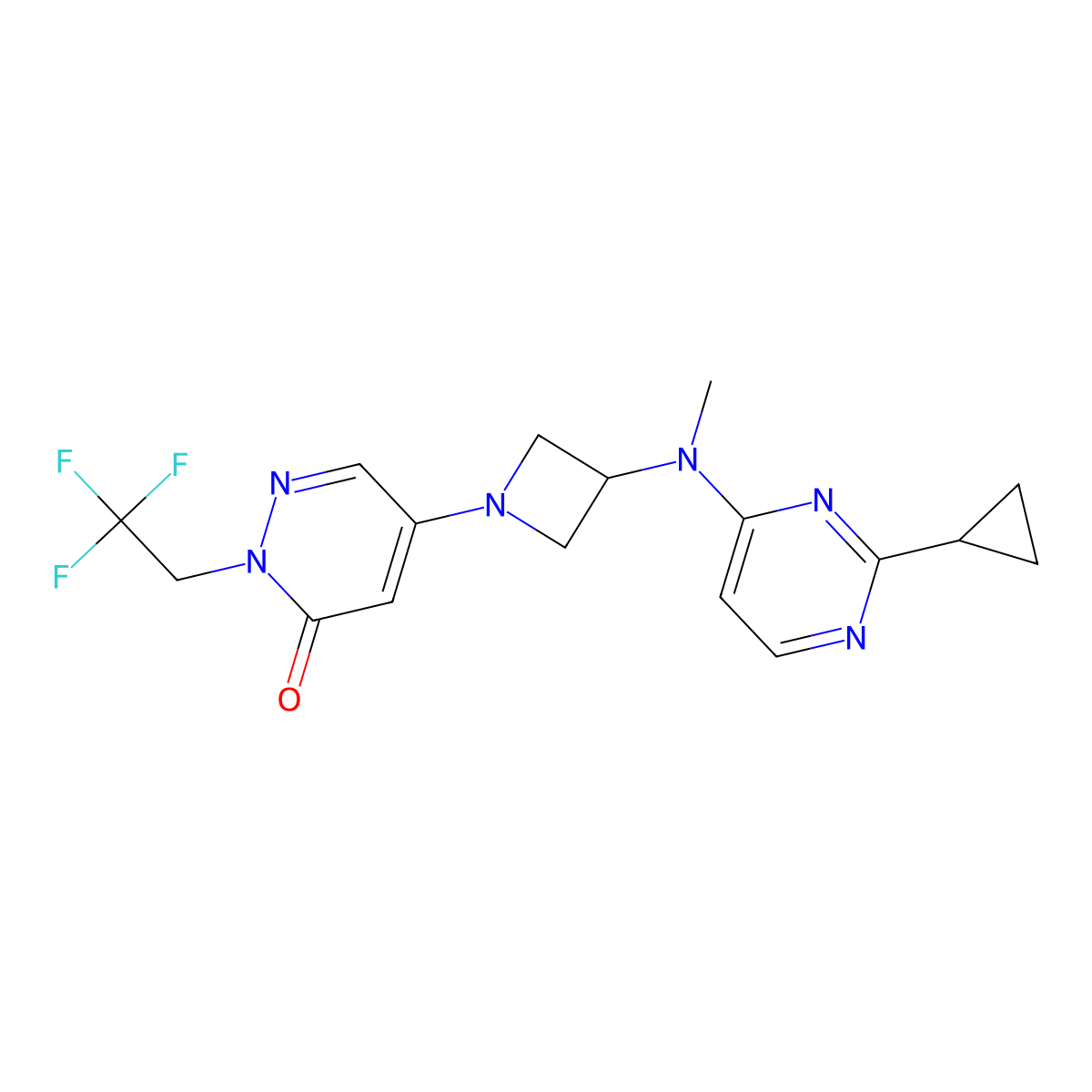 5-{3-[(2-Cyclopropylpyrimidin-4-yl)(methyl)amino]azetidin-1-yl}-2-(2,2,2-trifluoroethyl)-2,3-dihydropyridazin-3-one molecular structure, CAS 3054571-11-5