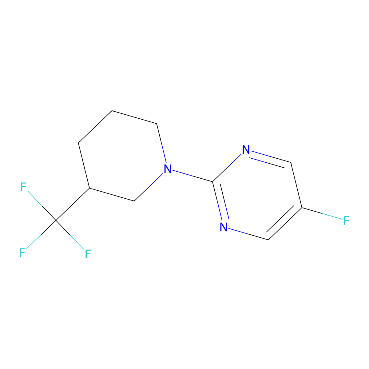 5-Fluoro-2-[3-(trifluoromethyl)piperidin-1-yl]pyrimidine molecular structure, CAS 3054571-16-0