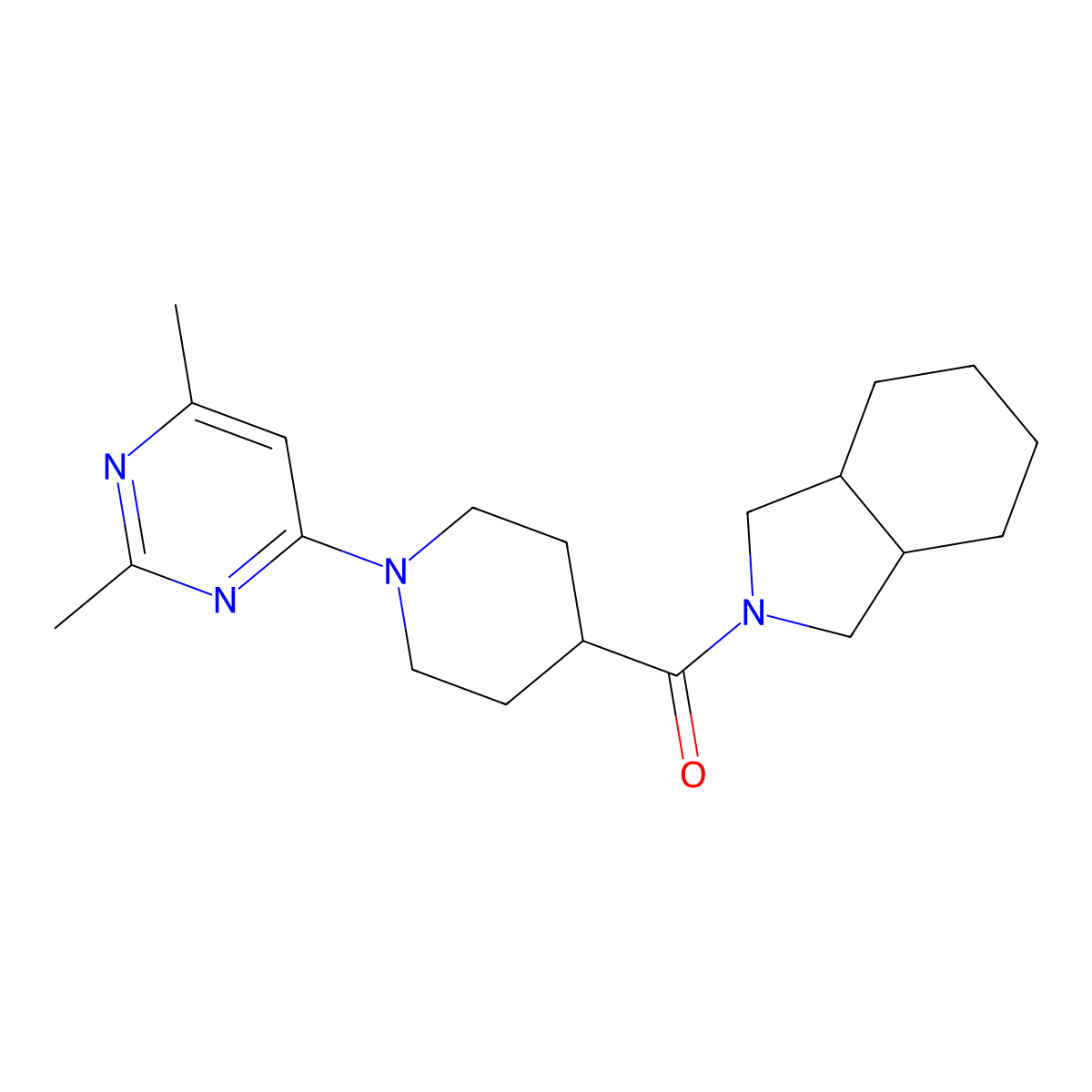 2-[1-(2,6-dimethylpyrimidin-4-yl)piperidine-4-carbonyl]-octahydro-1H-isoindole molecular structure, CAS 3054571-19-3