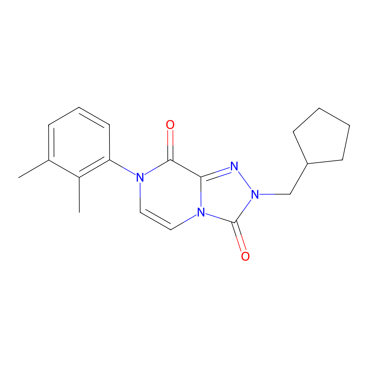 2-(cyclopentylmethyl)-7-(2,3-dimethylphenyl)-2H,3H,7H,8H-[1,2,4]triazolo[4,3-a]pyrazine-3,8-dione molecular structure, CAS 3054571-21-7