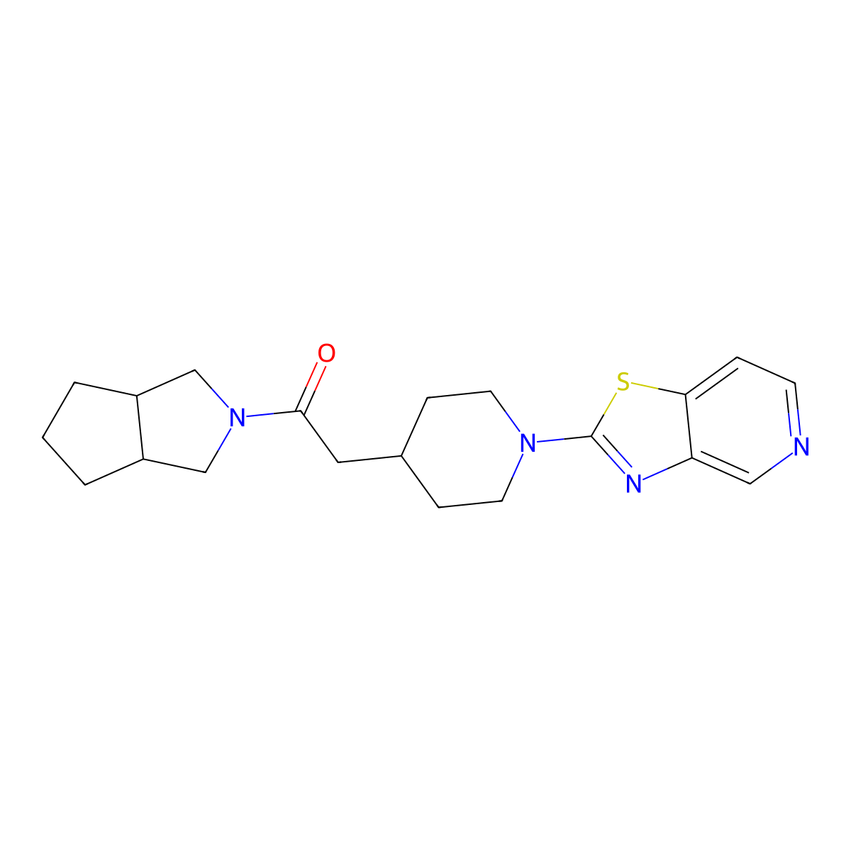 1-{Octahydrocyclopenta[c]pyrrol-2-yl}-2-(1-{[1,3]thiazolo[4,5-c]pyridin-2-yl}piperidin-4-yl)ethan-1-one molecular structure, CAS 3054571-24-0