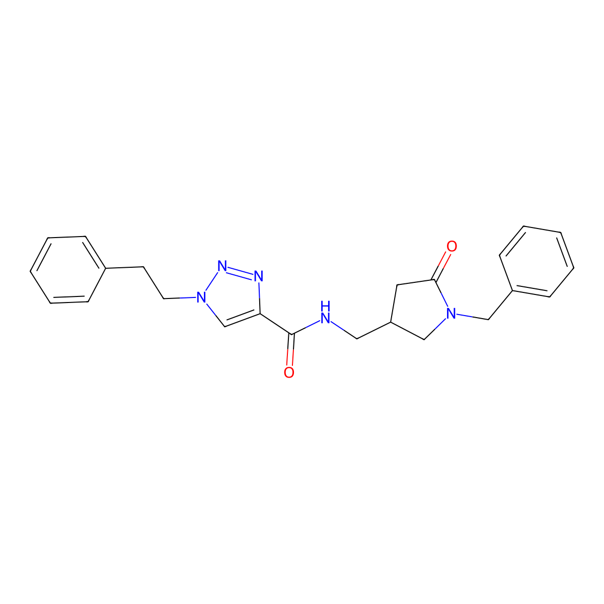 N-[(1-benzyl-5-oxopyrrolidin-3-yl)methyl]-1-(2-phenylethyl)-1H-1,2,3-triazole-4-carboxamide molecular structure, CAS 3054571-29-5