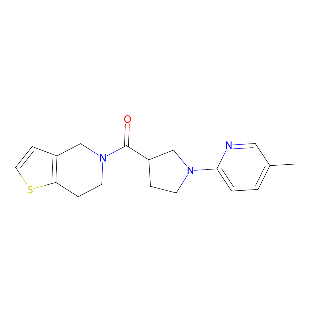 5-methyl-2-(3-{4H,5H,6H,7H-thieno[3,2-c]pyridine-5-carbonyl}pyrrolidin-1-yl)pyridine molecular structure, CAS 3054571-31-9