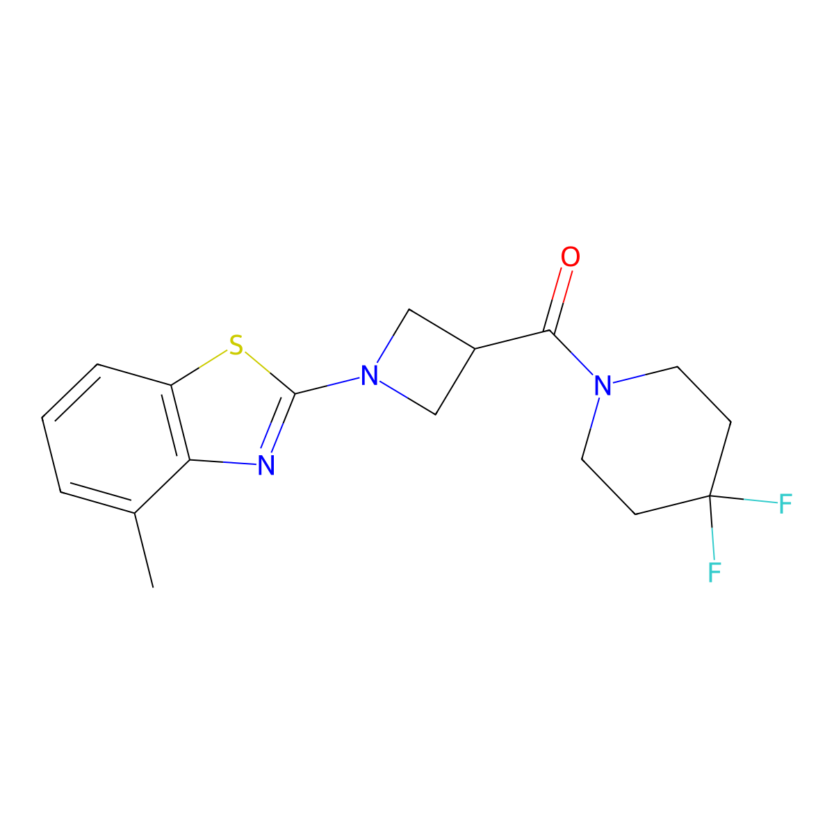 2-[3-(4,4-Difluoropiperidine-1-carbonyl)azetidin-1-yl]-4-methyl-1,3-benzothiazole molecular structure, CAS 3054571-40-0