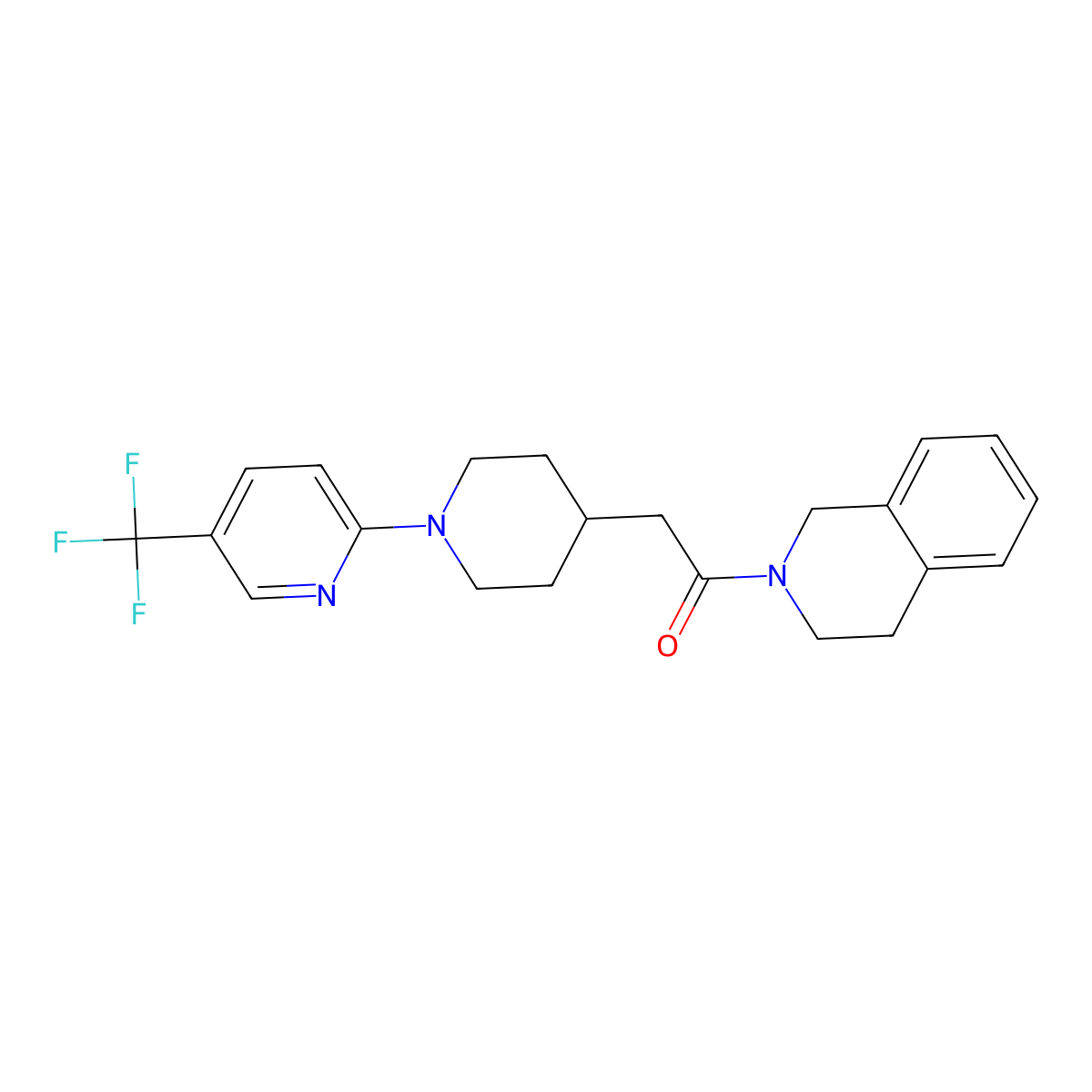 1-(1,2,3,4-Tetrahydroisoquinolin-2-yl)-2-{1-[5-(trifluoromethyl)pyridin-2-yl]piperidin-4-yl}ethan-1-one molecular structure, CAS 3054571-45-5