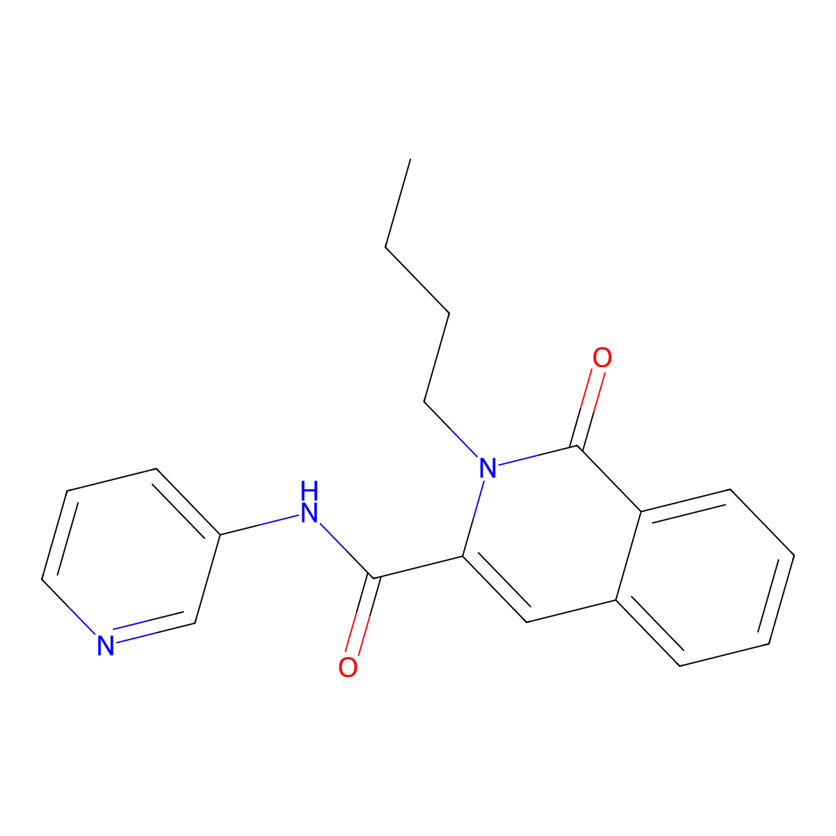 2-butyl-1-oxo-N-(pyridin-3-yl)-1,2-dihydroisoquinoline-3-carboxamide molecular structure, CAS 3054571-47-7