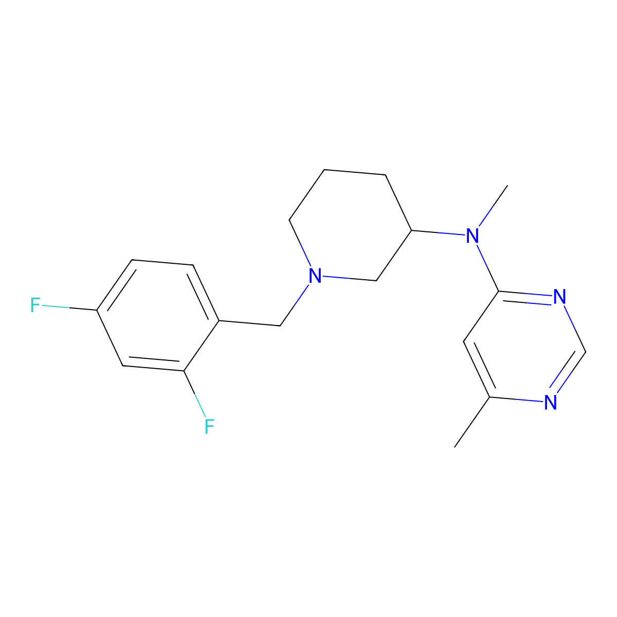 N-{1-[(2,4-difluorophenyl)methyl]piperidin-3-yl}-N,6-dimethylpyrimidin-4-amine molecular structure, CAS 3054571-50-2