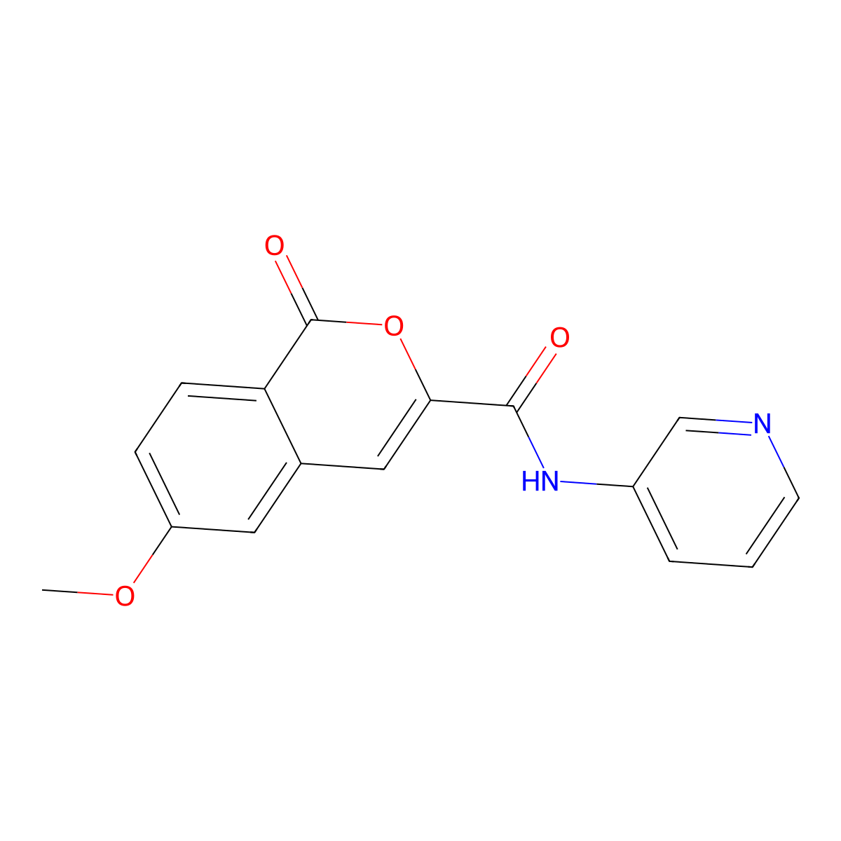 6-methoxy-1-oxo-N-(pyridin-3-yl)-1H-isochromene-3-carboxamide molecular structure, CAS 3054571-54-6