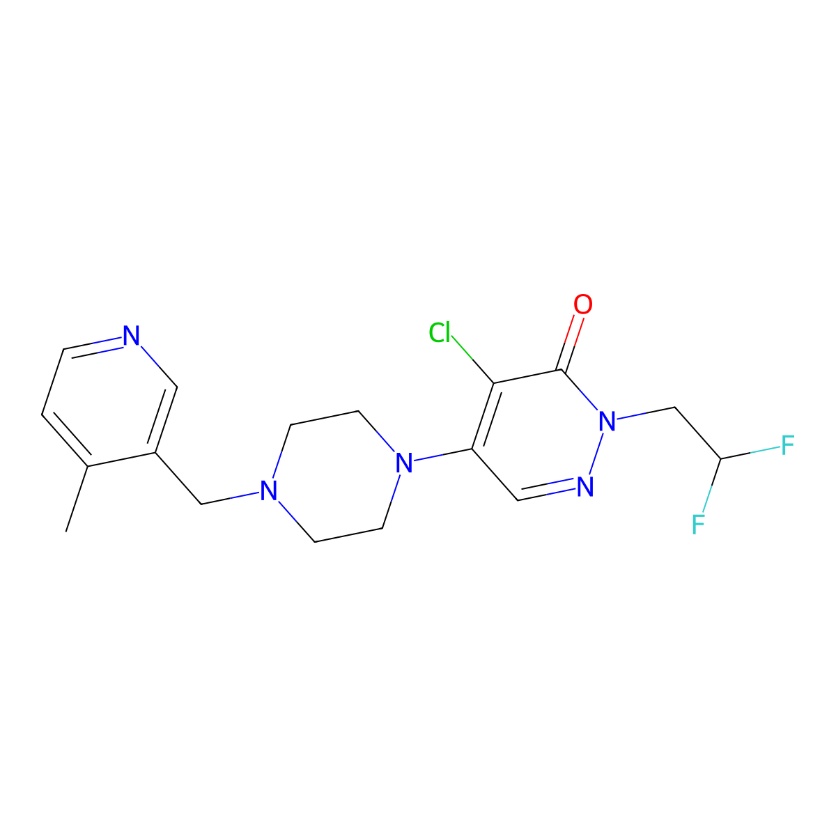 4-Chloro-2-(2,2-difluoroethyl)-5-{4-[(4-methylpyridin-3-yl)methyl]piperazin-1-yl}-2,3-dihydropyridazin-3-one molecular structure, CAS 3054571-60-4