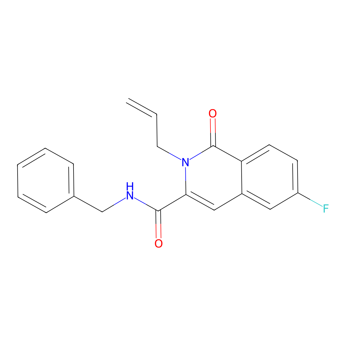 N-benzyl-6-fluoro-1-oxo-2-(prop-2-en-1-yl)-1,2-dihydroisoquinoline-3-carboxamide molecular structure, CAS 3054571-65-9