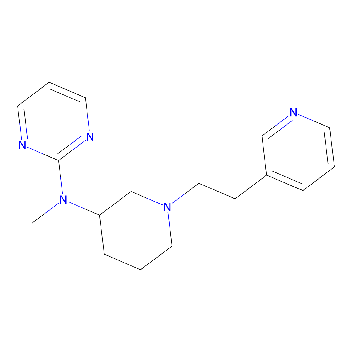 N-methyl-N-{1-[2-(pyridin-3-yl)ethyl]piperidin-3-yl}pyrimidin-2-amine molecular structure, CAS 3054571-66-0