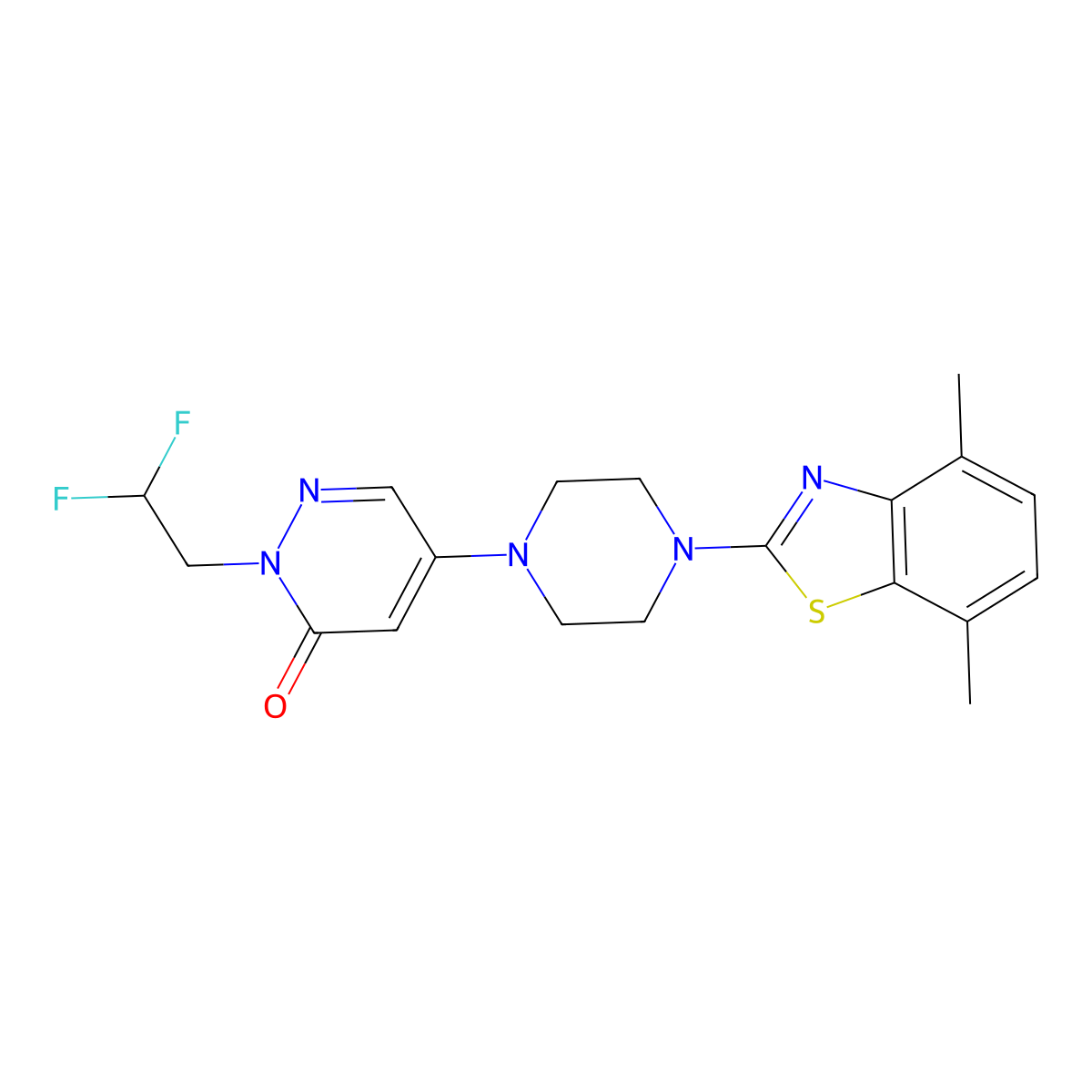 2-(2,2-Difluoroethyl)-5-[4-(4,7-dimethyl-1,3-benzothiazol-2-yl)piperazin-1-yl]-2,3-dihydropyridazin-3-one molecular structure, CAS 3054571-67-1