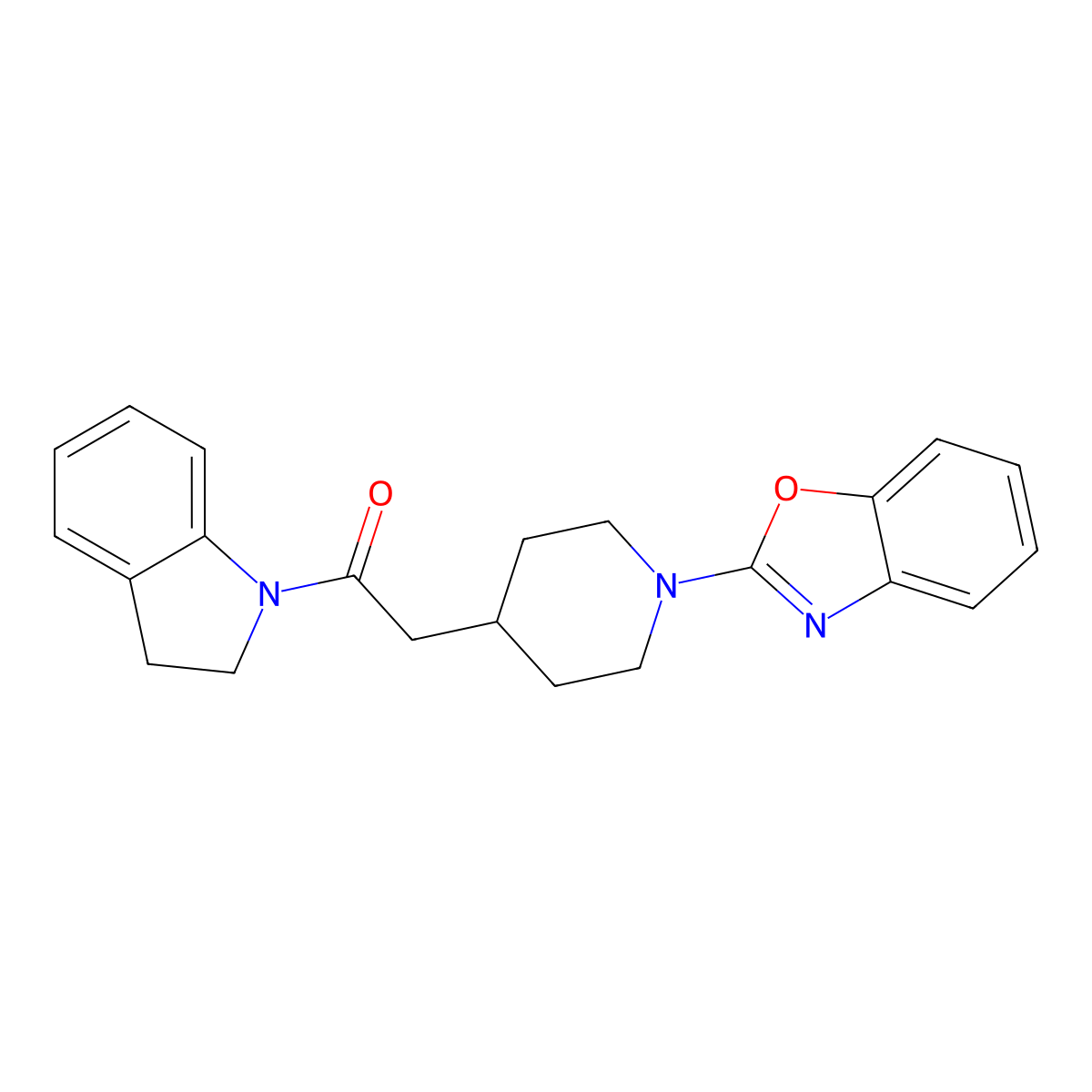 2-[1-(1,3-benzoxazol-2-yl)piperidin-4-yl]-1-(2,3-dihydro-1H-indol-1-yl)ethan-1-one molecular structure, CAS 3054571-71-7