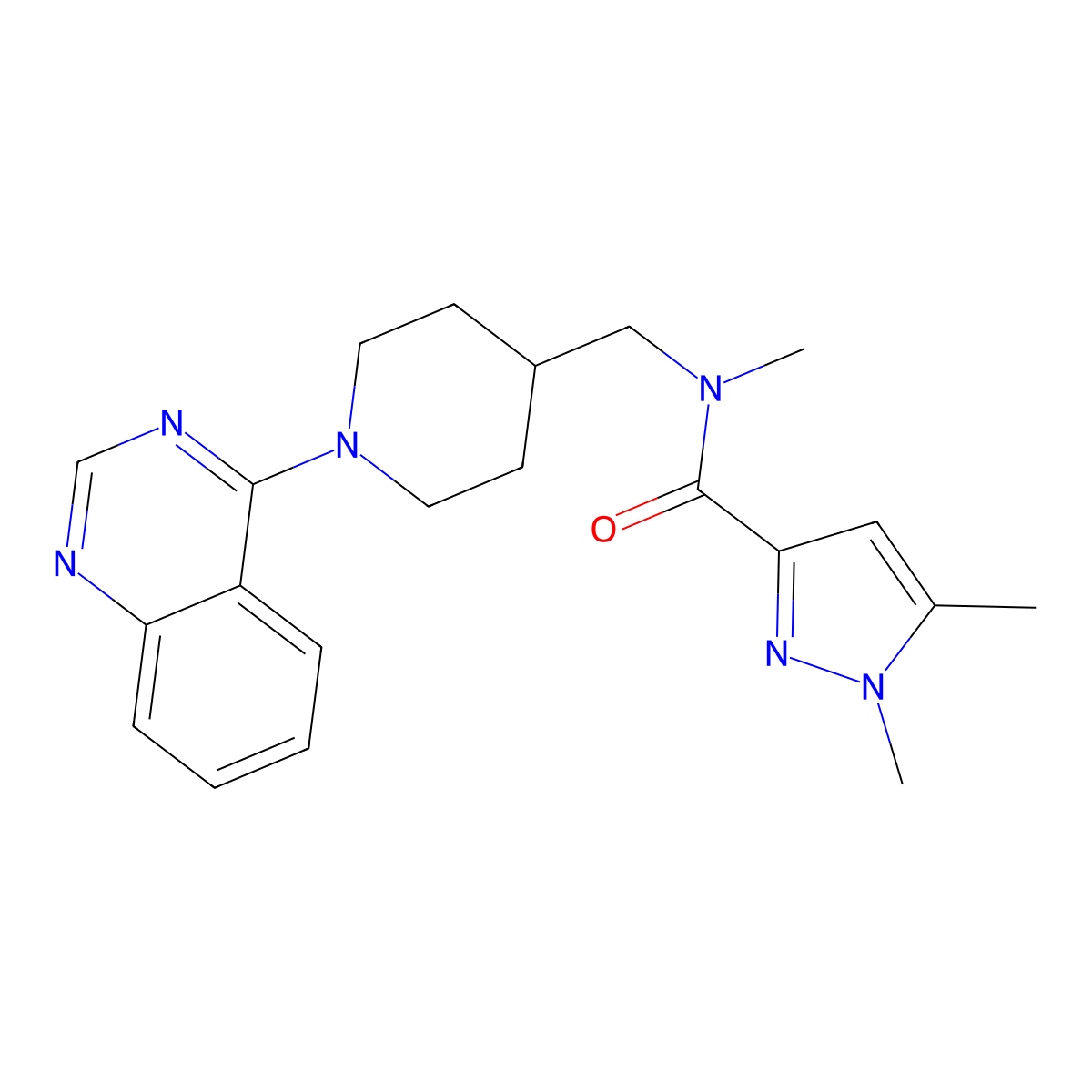 N,1,5-trimethyl-N-{[1-(quinazolin-4-yl)piperidin-4-yl]methyl}-1H-pyrazole-3-carboxamide molecular structure, CAS 3054571-72-8