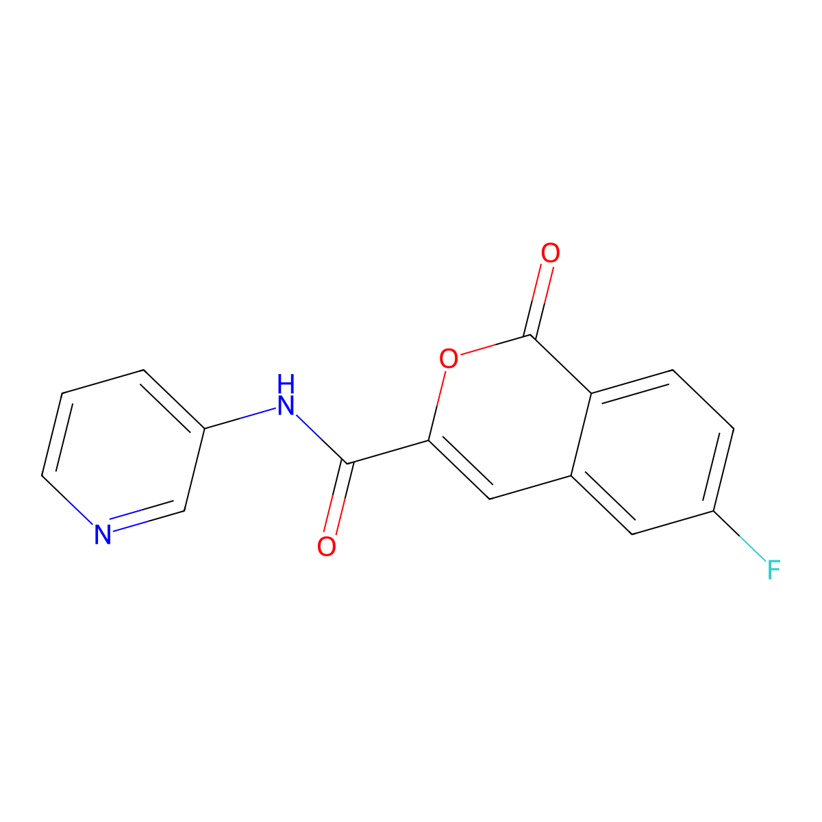 6-fluoro-1-oxo-N-(pyridin-3-yl)-1H-isochromene-3-carboxamide molecular structure, CAS 3054571-73-9
