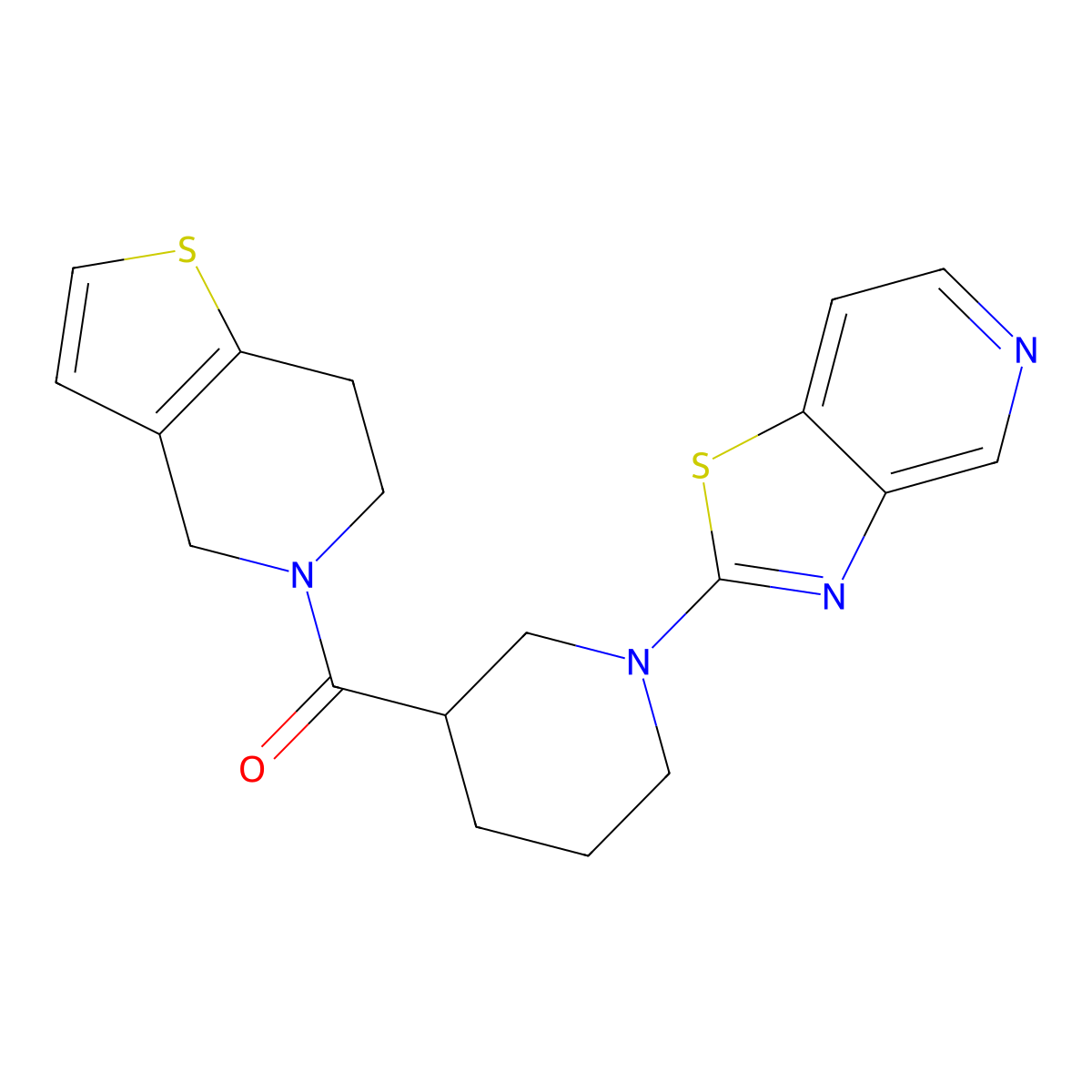 1-{[1,3]thiazolo[4,5-c]pyridin-2-yl}-3-{4H,5H,6H,7H-thieno[3,2-c]pyridine-5-carbonyl}piperidine molecular structure, CAS 3054571-78-4