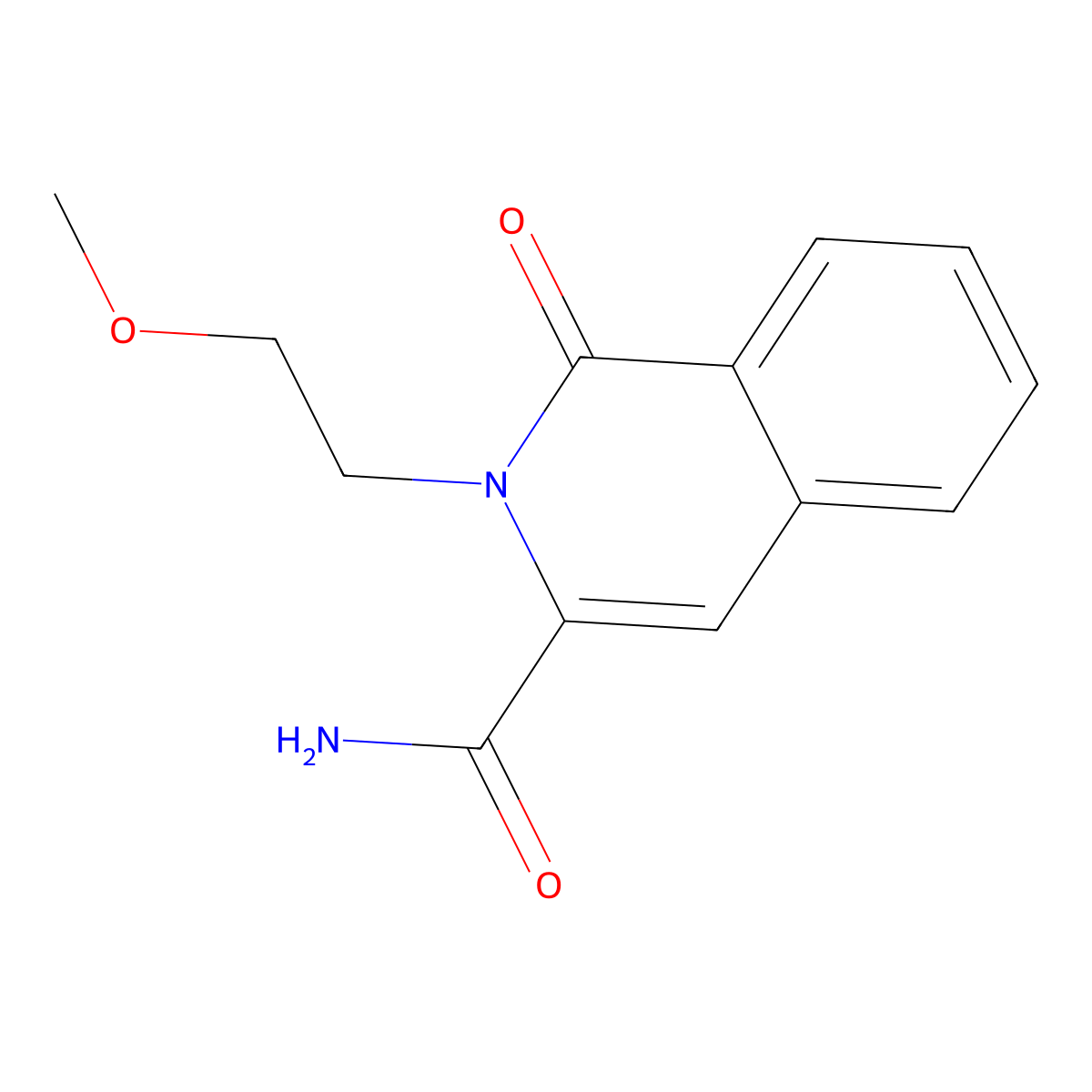 2-(2-Methoxyethyl)-1-oxo-1,2-dihydroisoquinoline-3-carboxamide molecular structure, CAS 3054571-79-5