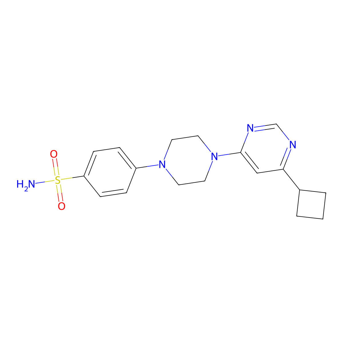 4-[4-(6-Cyclobutylpyrimidin-4-yl)piperazin-1-yl]benzene-1-sulfonamide molecular structure, CAS 3054571-85-3