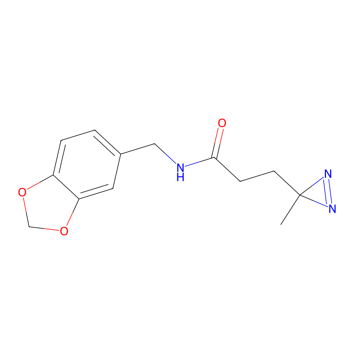 N-[(2H-1,3-benzodioxol-5-yl)methyl]-3-(3-methyl-3H-diazirin-3-yl)propanamide molecular structure, CAS 3054571-86-4