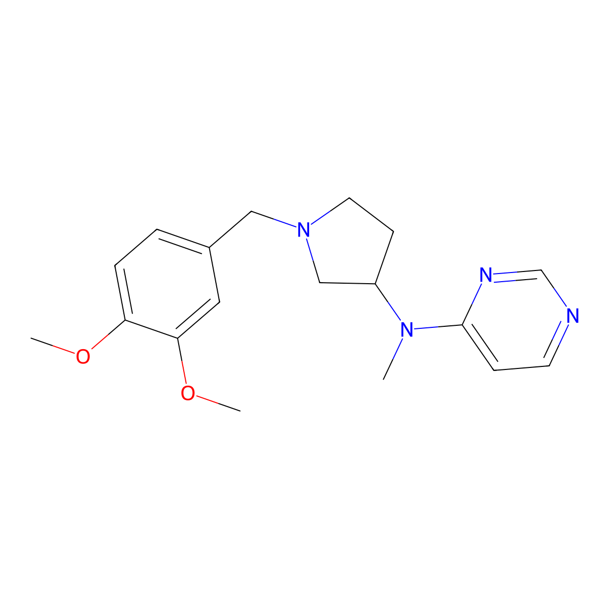 N-{1-[(3,4-dimethoxyphenyl)methyl]pyrrolidin-3-yl}-N-methylpyrimidin-4-amine molecular structure, CAS 3054571-92-2