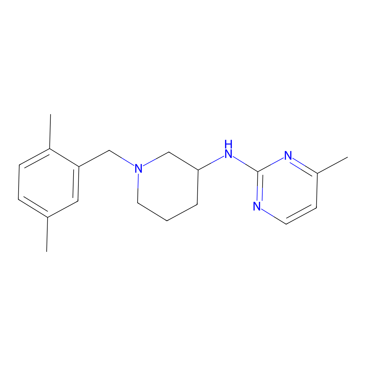 N-[1-[(2,5-dimethylphenyl)methyl]piperidin-3-yl]-4-methylpyrimidin-2-amine molecular structure, CAS 3054571-93-3