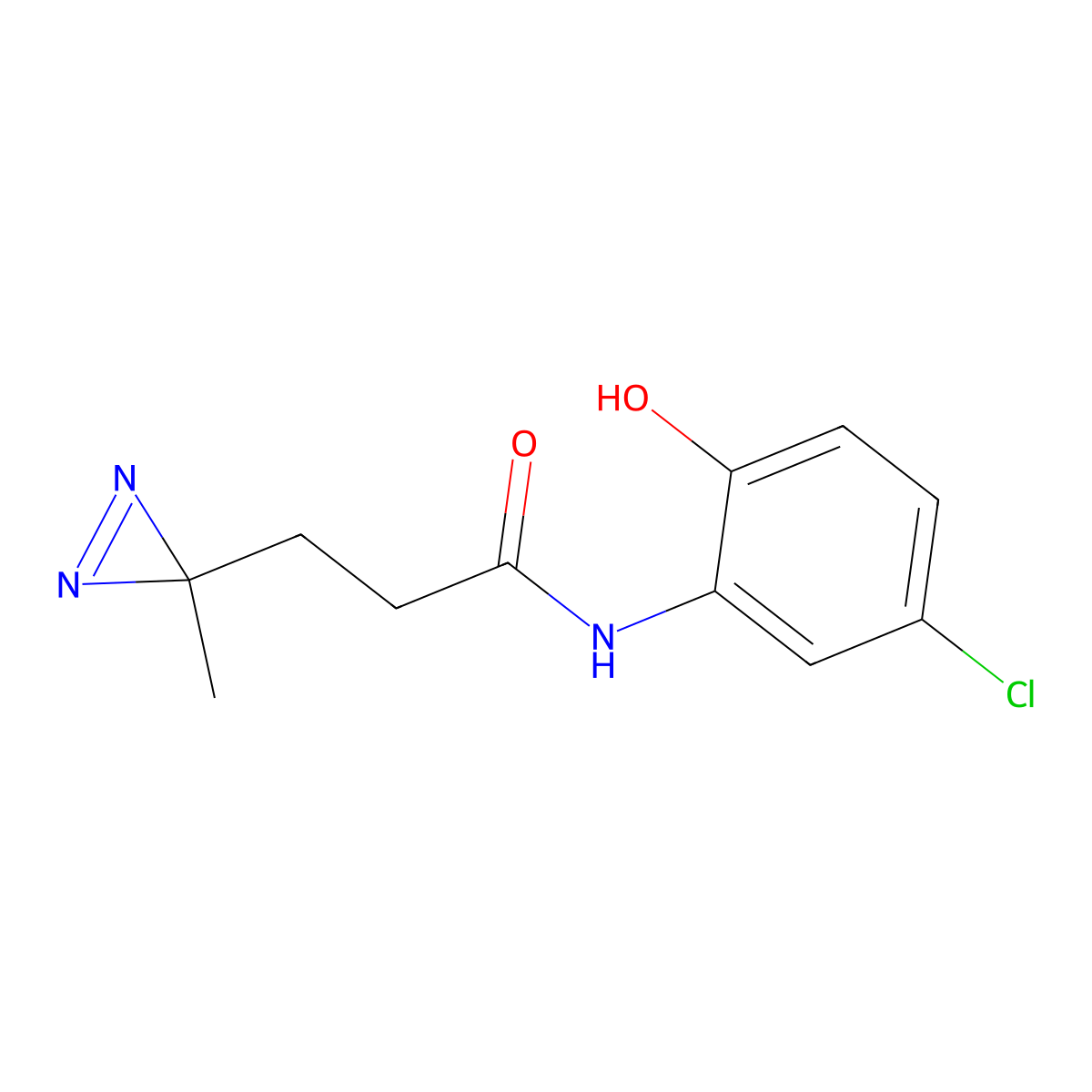 N-(5-chloro-2-hydroxyphenyl)-3-(3-methyl-3H-diazirin-3-yl)propanamide molecular structure, CAS 3054571-94-4