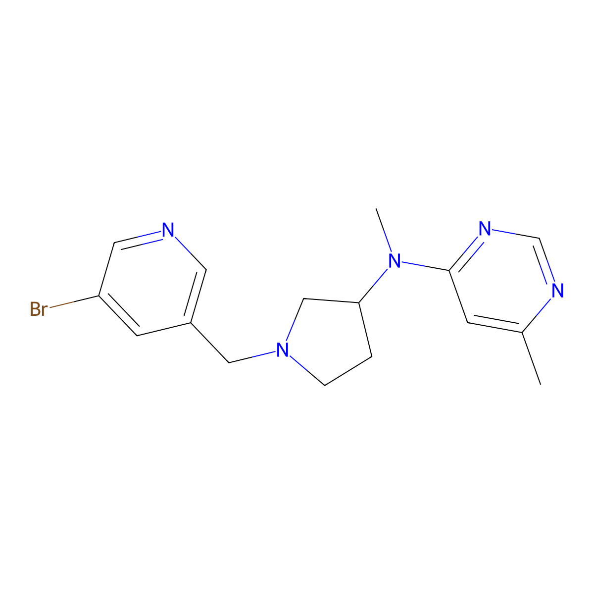 N-{1-[(5-bromopyridin-3-yl)methyl]pyrrolidin-3-yl}-N,6-dimethylpyrimidin-4-amine molecular structure, CAS 3054571-95-5