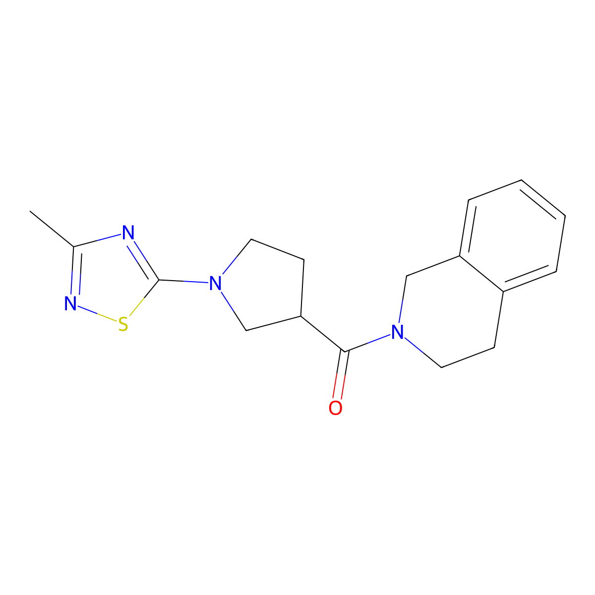 2-[1-(3-Methyl-1,2,4-thiadiazol-5-yl)pyrrolidine-3-carbonyl]-1,2,3,4-tetrahydroisoquinoline molecular structure, CAS 3054571-96-6