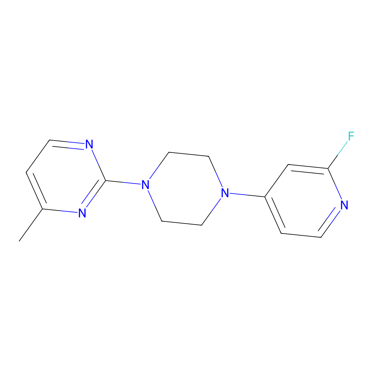 2-[4-(2-Fluoropyridin-4-yl)piperazin-1-yl]-4-methylpyrimidine molecular structure, CAS 3054572-06-1