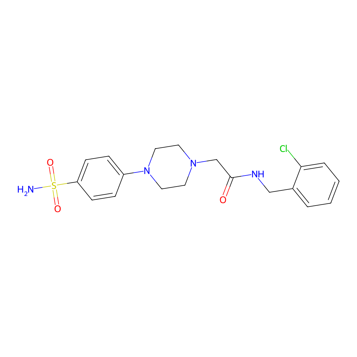 N-[(2-chlorophenyl)methyl]-2-[4-(4-sulfamoylphenyl)piperazin-1-yl]acetamide molecular structure, CAS 3054572-11-8