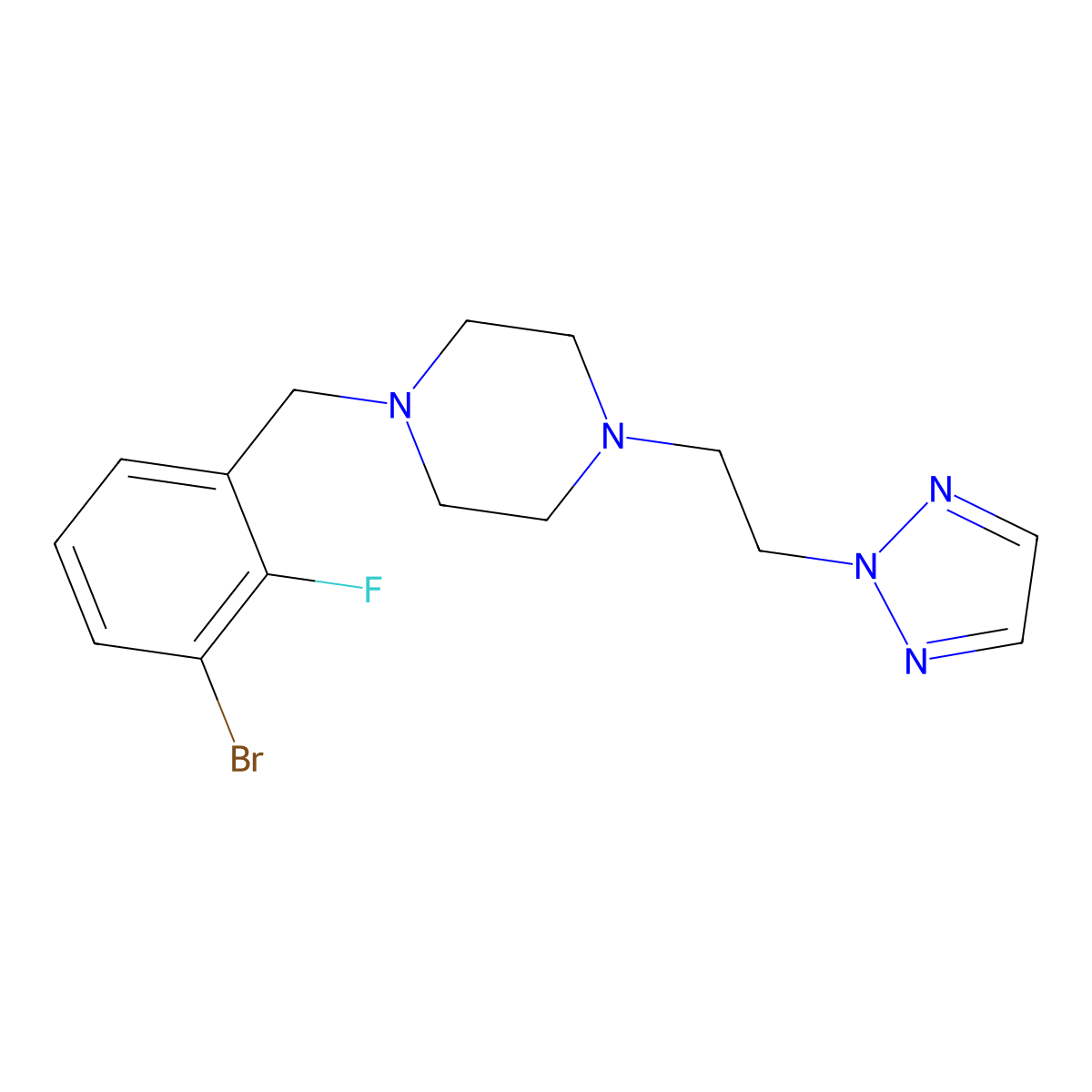 1-[(3-bromo-2-fluorophenyl)methyl]-4-[2-(2H-1,2,3-triazol-2-yl)ethyl]piperazine molecular structure, CAS 3054572-12-9