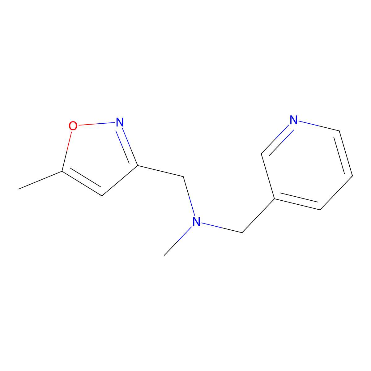 Methyl[(5-methyl-1,2-oxazol-3-yl)methyl][(pyridin-3-yl)methyl]amine molecular structure, CAS 3054572-13-0