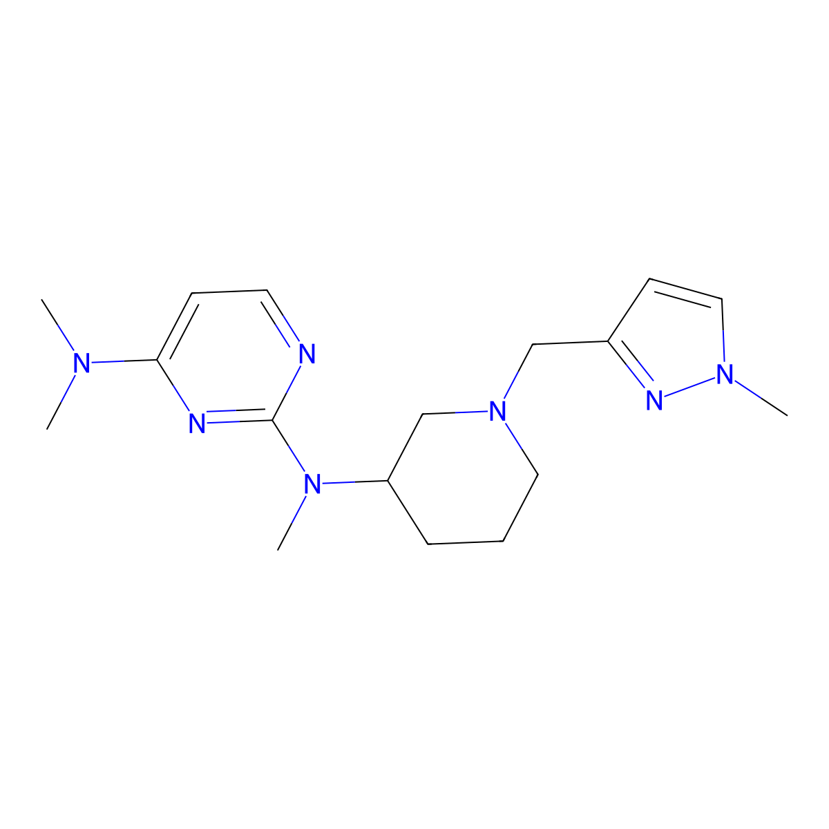 N2,N4,N4-trimethyl-N2-{1-[(1-methyl-1H-pyrazol-3-yl)methyl]piperidin-3-yl}pyrimidine-2,4-diamine molecular structure, CAS 3054572-15-2